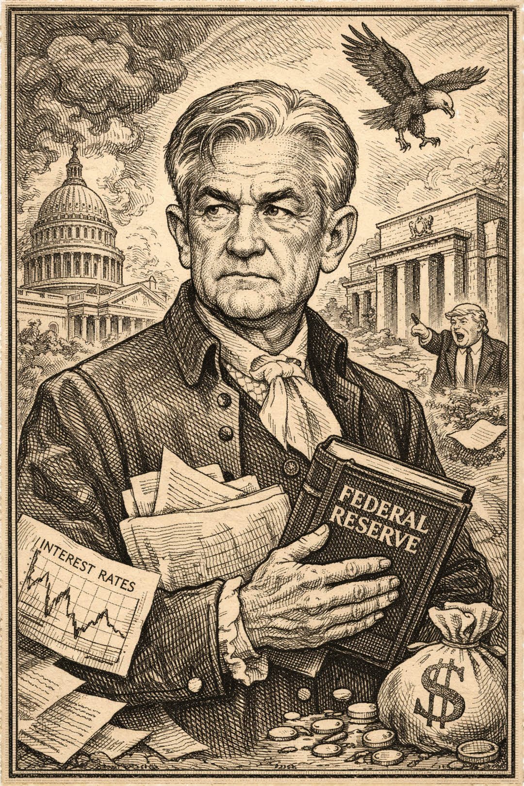 Jerome Powell and Donald Trump