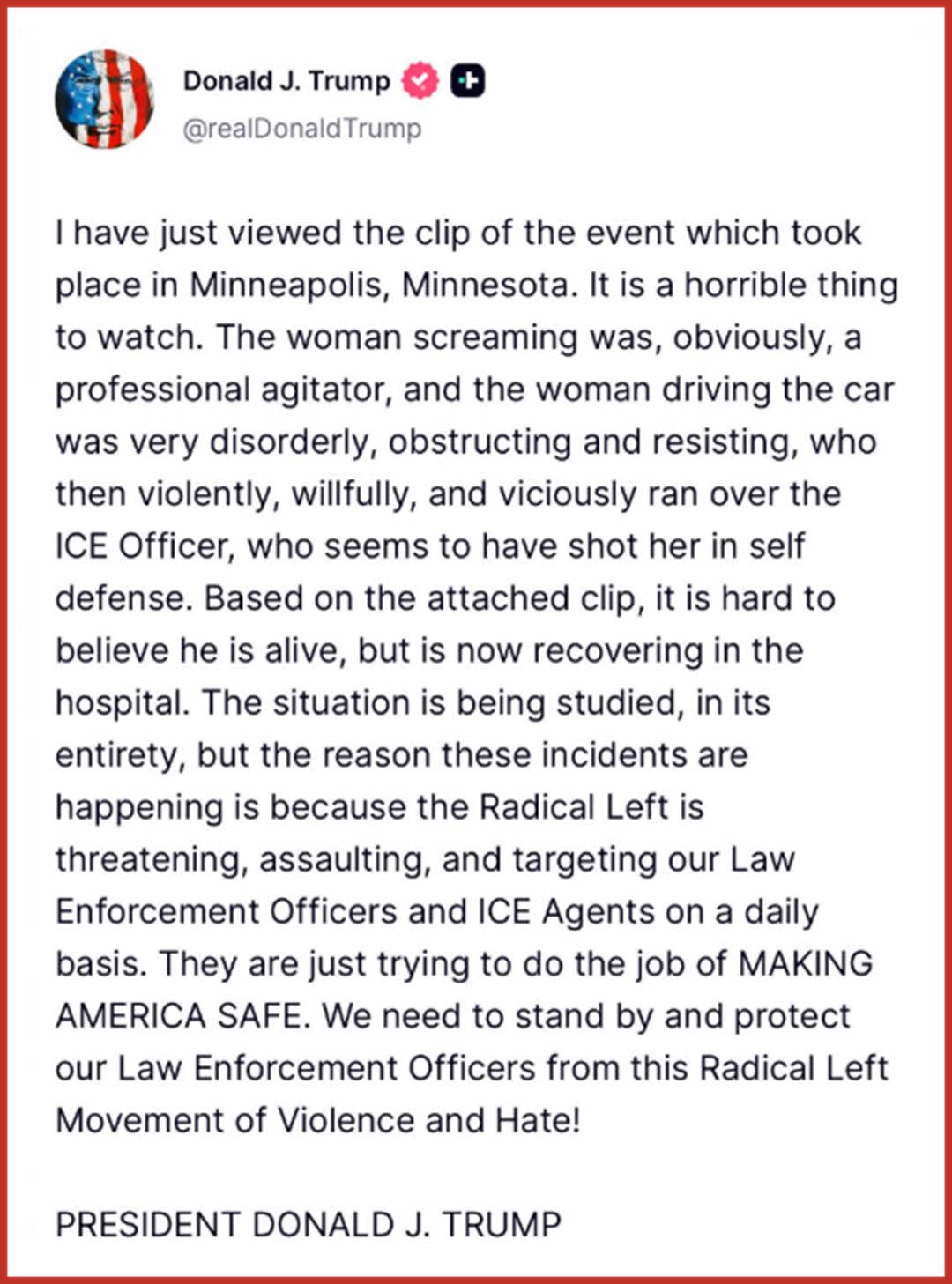 Trump - Renee Nicole Good - A Statement