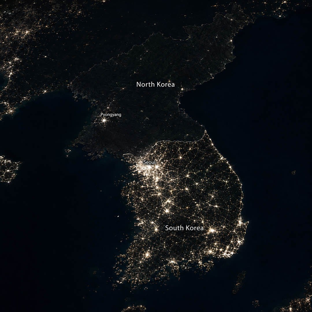 The Korean Penninsular at Night
